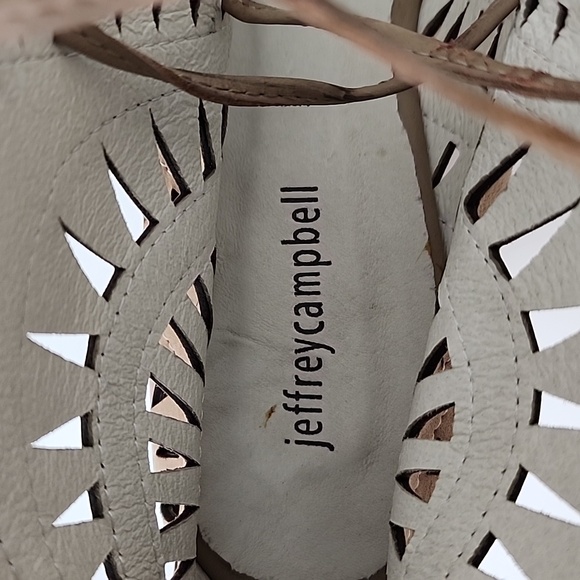 Jeffrey Campbell Cutout Rodillo Wedge Sandals Beige Tan - Picture 9 of 16